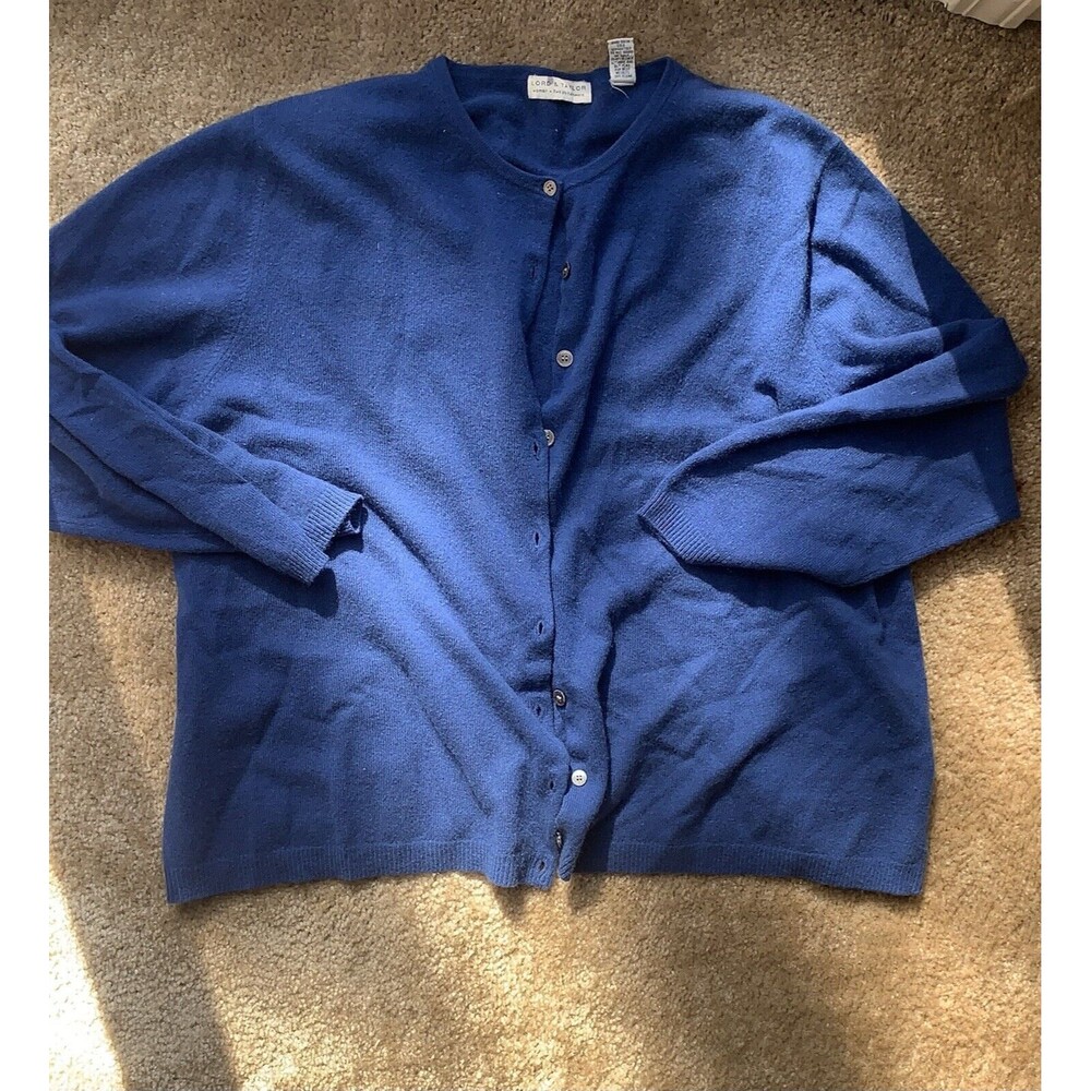 VINTAGE Cashmere Lord & Taylor Blue Cardigan Size 3X